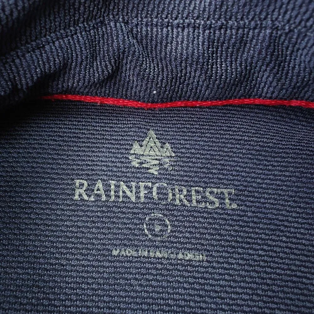 Rainforest Woven Polo Shirt Men's M Blue Lightweight Summer Soft Golf Lounge